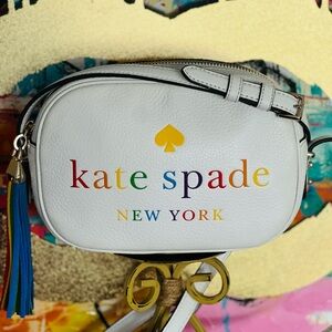 Kate Spade White Crossbody Bag with Multicolor Logo